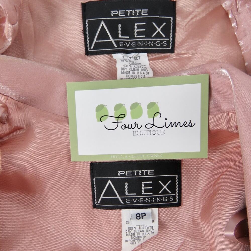 Alex Evenings Vintage Formal Blush Pink Satin Maxi Dress Blazer Set Medium 8P - Picture 9 of 9